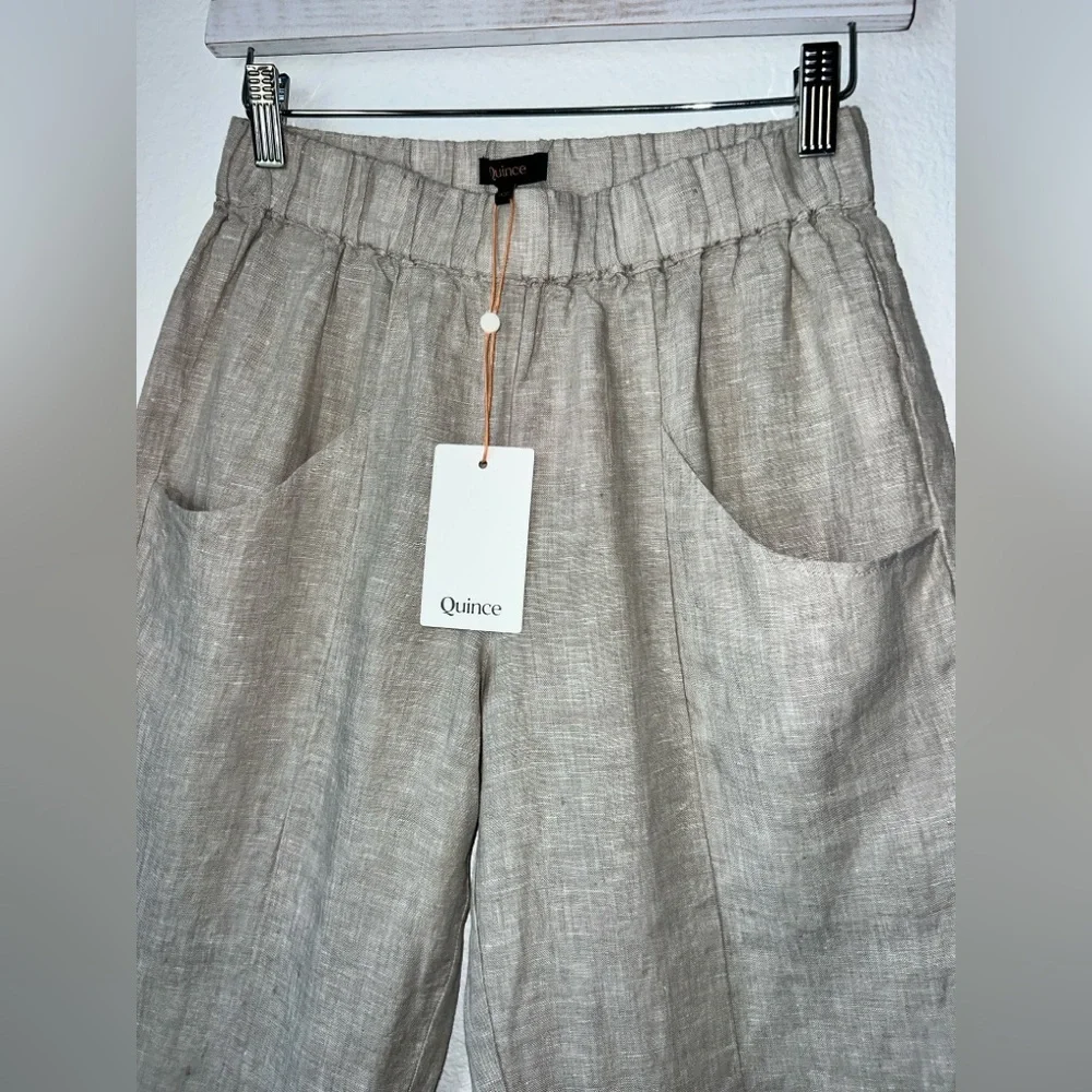 NWT Quince 100% European Linen Tapered Ankle Pants Flax Beach Vacation Resort XS